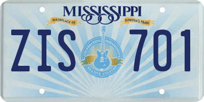 MS license plate ZIS701