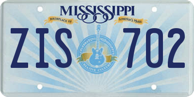 MS license plate ZIS702