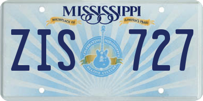 MS license plate ZIS727