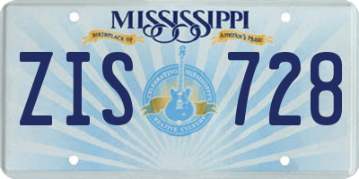 MS license plate ZIS728