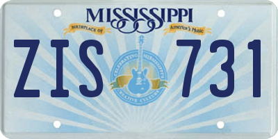 MS license plate ZIS731