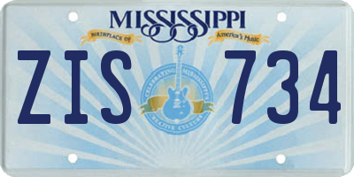 MS license plate ZIS734