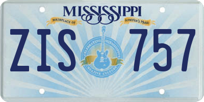 MS license plate ZIS757