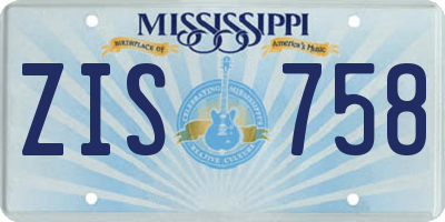 MS license plate ZIS758