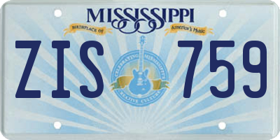 MS license plate ZIS759