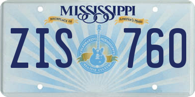 MS license plate ZIS760