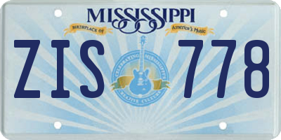 MS license plate ZIS778