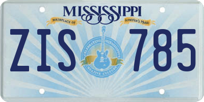 MS license plate ZIS785