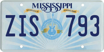 MS license plate ZIS793