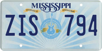 MS license plate ZIS794