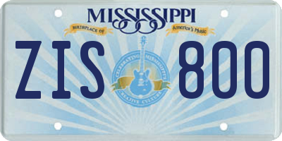 MS license plate ZIS800