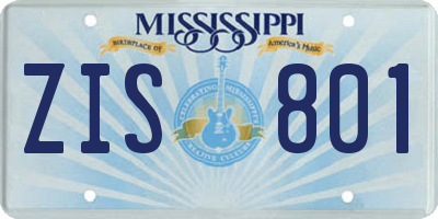 MS license plate ZIS801