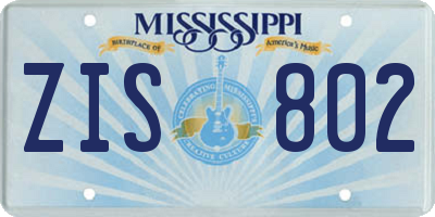 MS license plate ZIS802