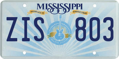 MS license plate ZIS803