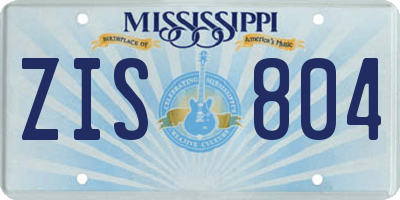 MS license plate ZIS804