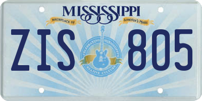 MS license plate ZIS805