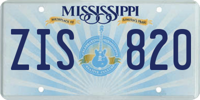 MS license plate ZIS820
