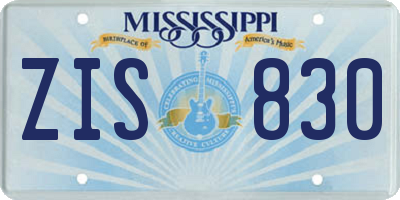 MS license plate ZIS830