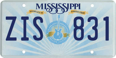MS license plate ZIS831