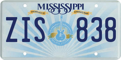 MS license plate ZIS838