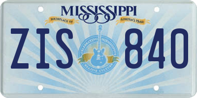MS license plate ZIS840