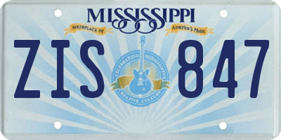 MS license plate ZIS847