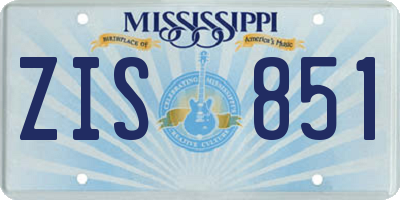 MS license plate ZIS851