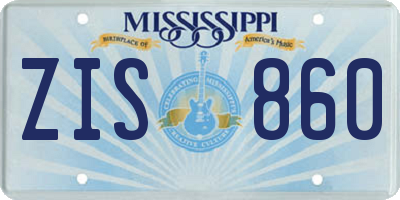MS license plate ZIS860