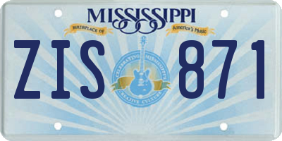 MS license plate ZIS871
