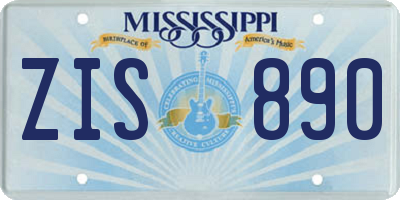 MS license plate ZIS890