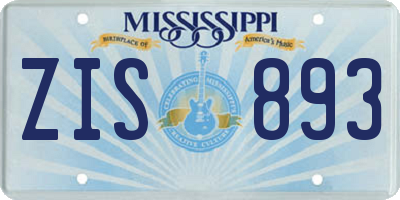 MS license plate ZIS893