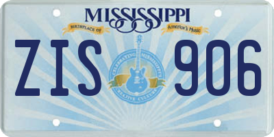 MS license plate ZIS906