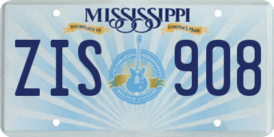MS license plate ZIS908