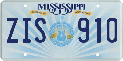 MS license plate ZIS910