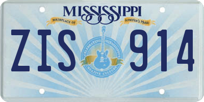 MS license plate ZIS914