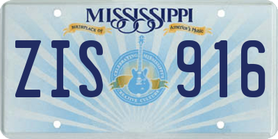 MS license plate ZIS916