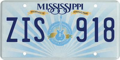 MS license plate ZIS918