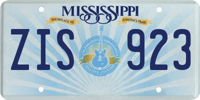 MS license plate ZIS923