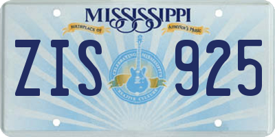 MS license plate ZIS925