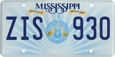 MS license plate ZIS930