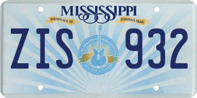 MS license plate ZIS932
