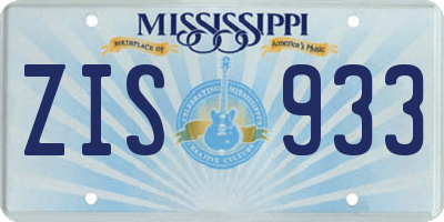 MS license plate ZIS933