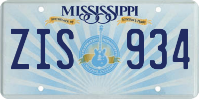 MS license plate ZIS934