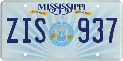 MS license plate ZIS937