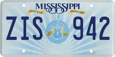 MS license plate ZIS942