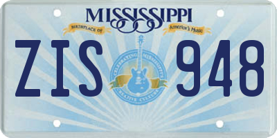 MS license plate ZIS948