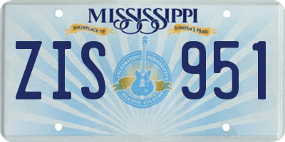 MS license plate ZIS951