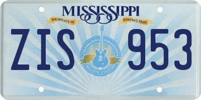 MS license plate ZIS953