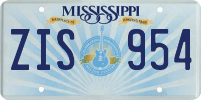 MS license plate ZIS954