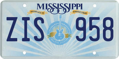 MS license plate ZIS958